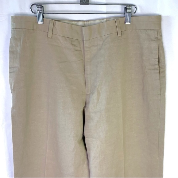 BANANA REPUBLIC  LINEN PANTS NEUTRAL TAN TROUSERS STRAIGHT LEG PLUS SIZE 34 / 30 - Picture 6 of 16